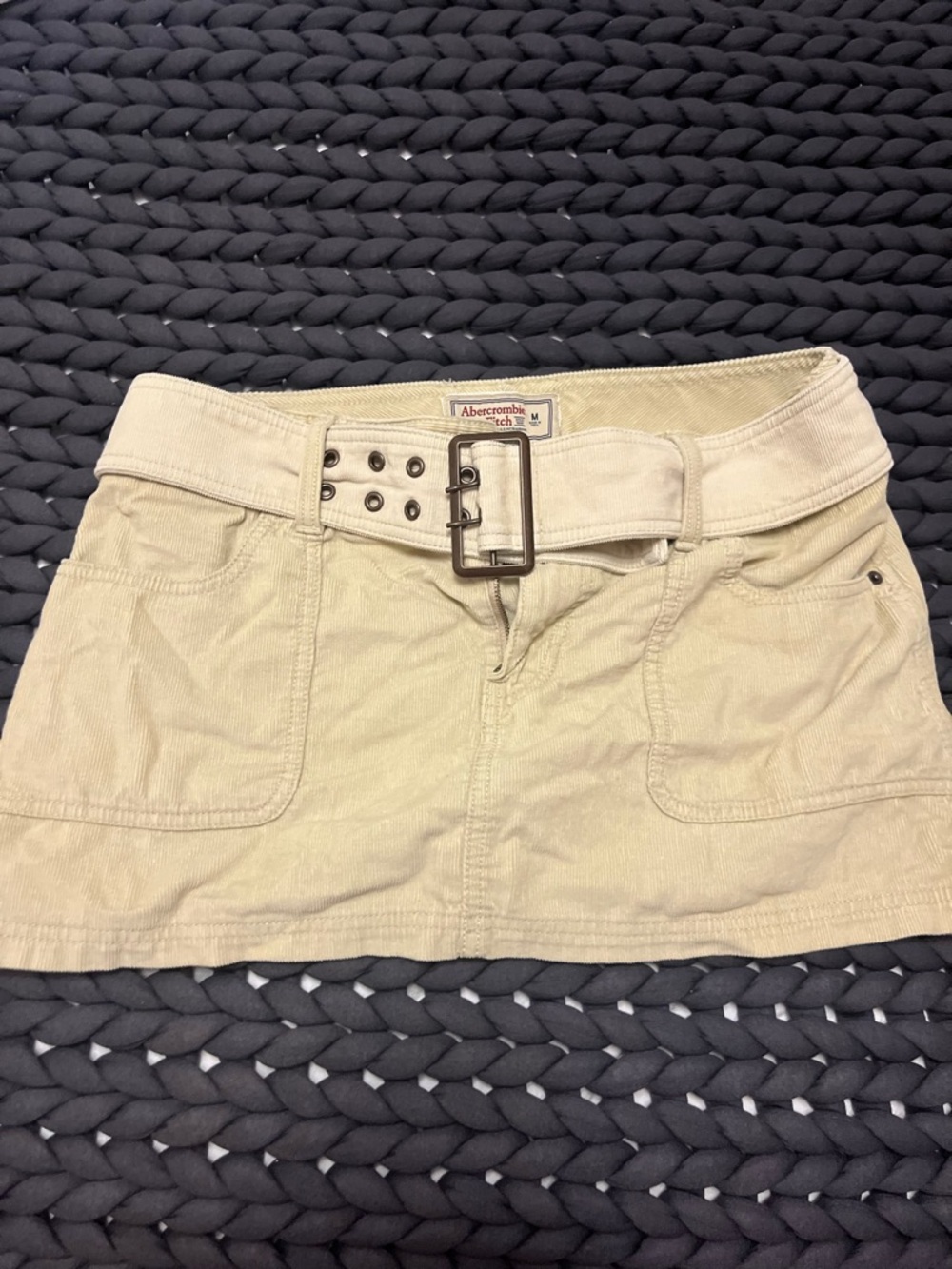 Abercrombie & Fitch Tan Corduroy Mini Skirt with Branded Waist Label